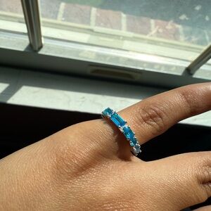 Elegant Blue Gemstone 925 sterling Silver Ring